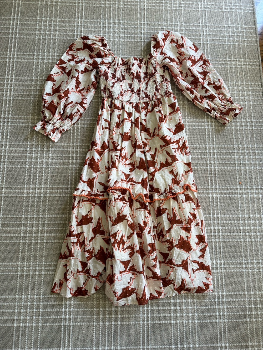 CROSBY by Mollie Burch Cream Midi Dress with Brown Floral Print